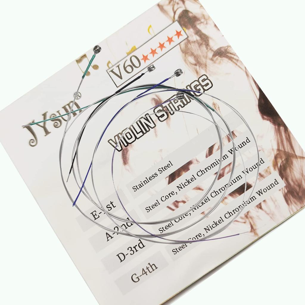 Violin Strings 3 Full Set Stainless Steel Core Nickel Plated Ball End Nickel Chrome with 1 Piece Cleaning Cloth for Musical Instruments E-A-D-G