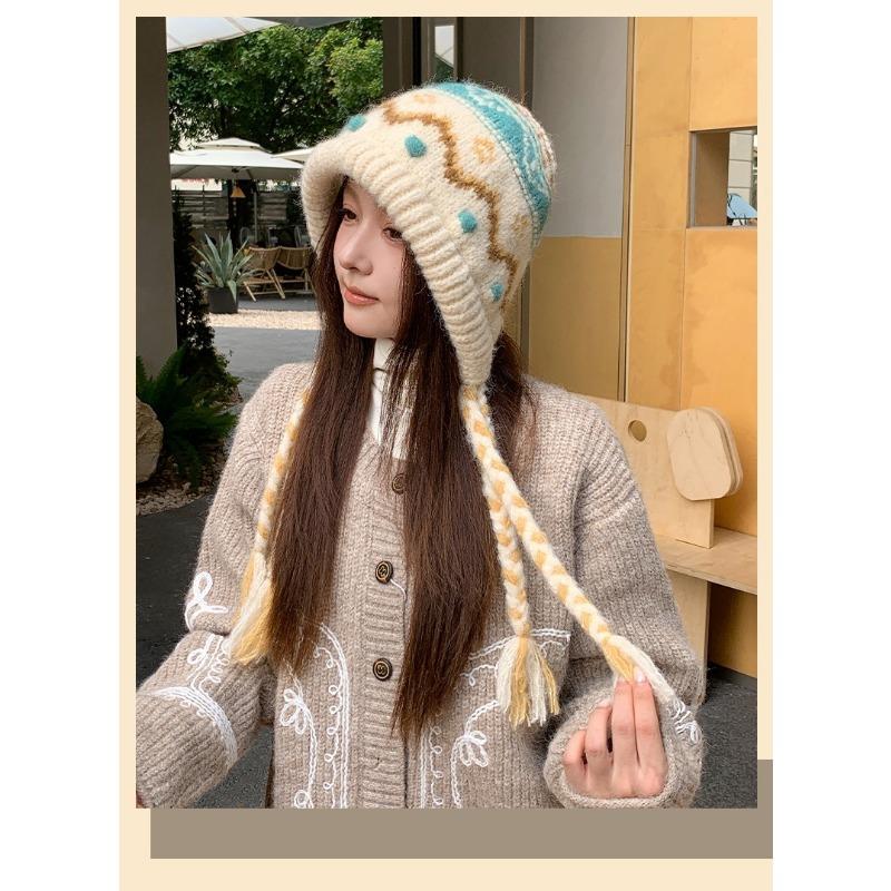 Women S Fair Isle Knit Hat Thick Warm Ear Protection Beanie Casual Fit
