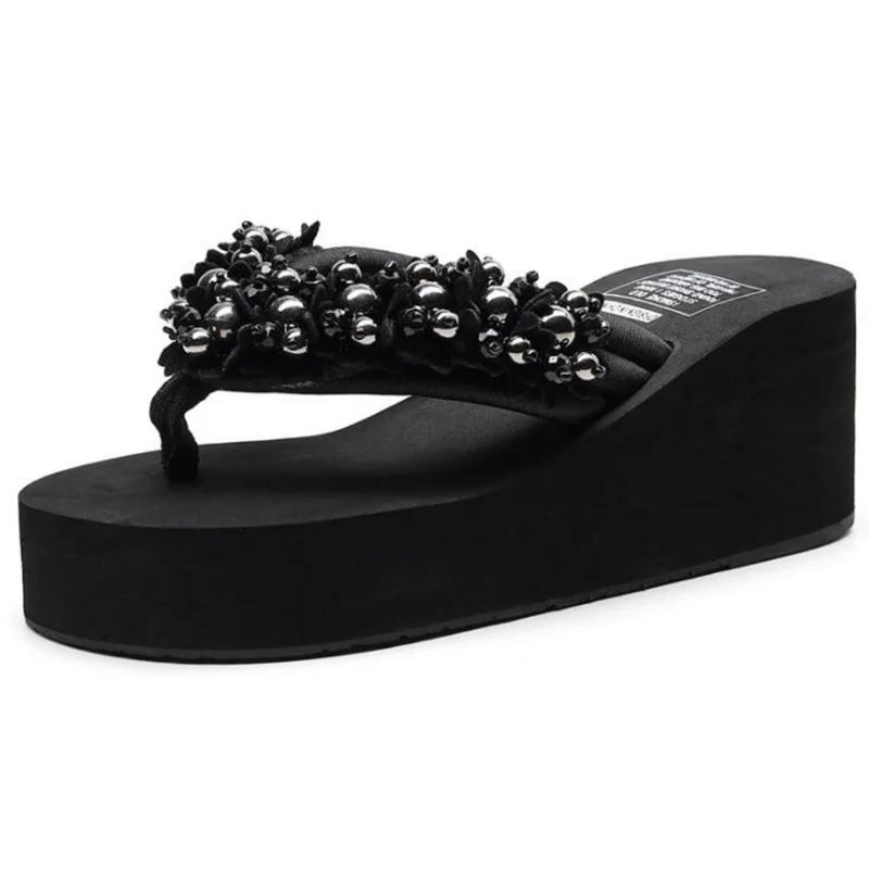 Maogu Platform Wedges Slippers White Crystal Shoe 2024 Новые женские шлепанцы Пляжная обувь Женские летние босоножки на танкетке с платформой 42