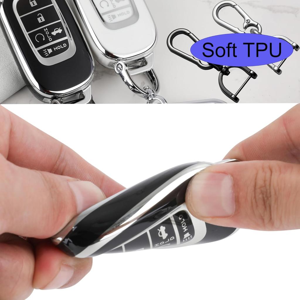 Key Fob Cover For Honda   2024 Accord Civic Pilot - TPU Key Case For Honda CR-V HR-V Sport SI EX EX-L Touring Odyssey 5 Buttons Remote Key Fob (Pack
