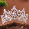 Luxury AB Color Rhinestone Bridal Tiaras Crowns Baroque Crystal Pageant Diadem Bride Headbands Wedding Hair Jewelry Accessories