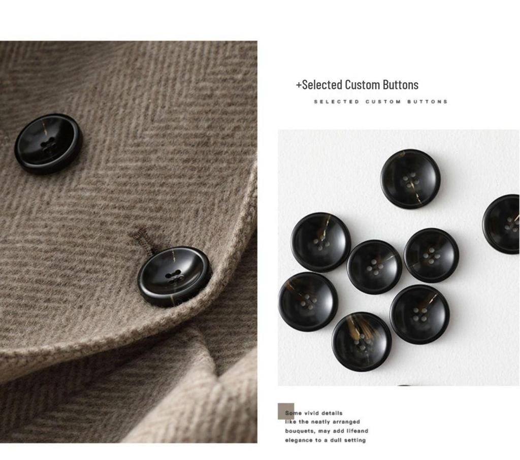 Женское шерстяное пальто средней длины в корейском стиле «елочка» - Осенне-зимняя мода