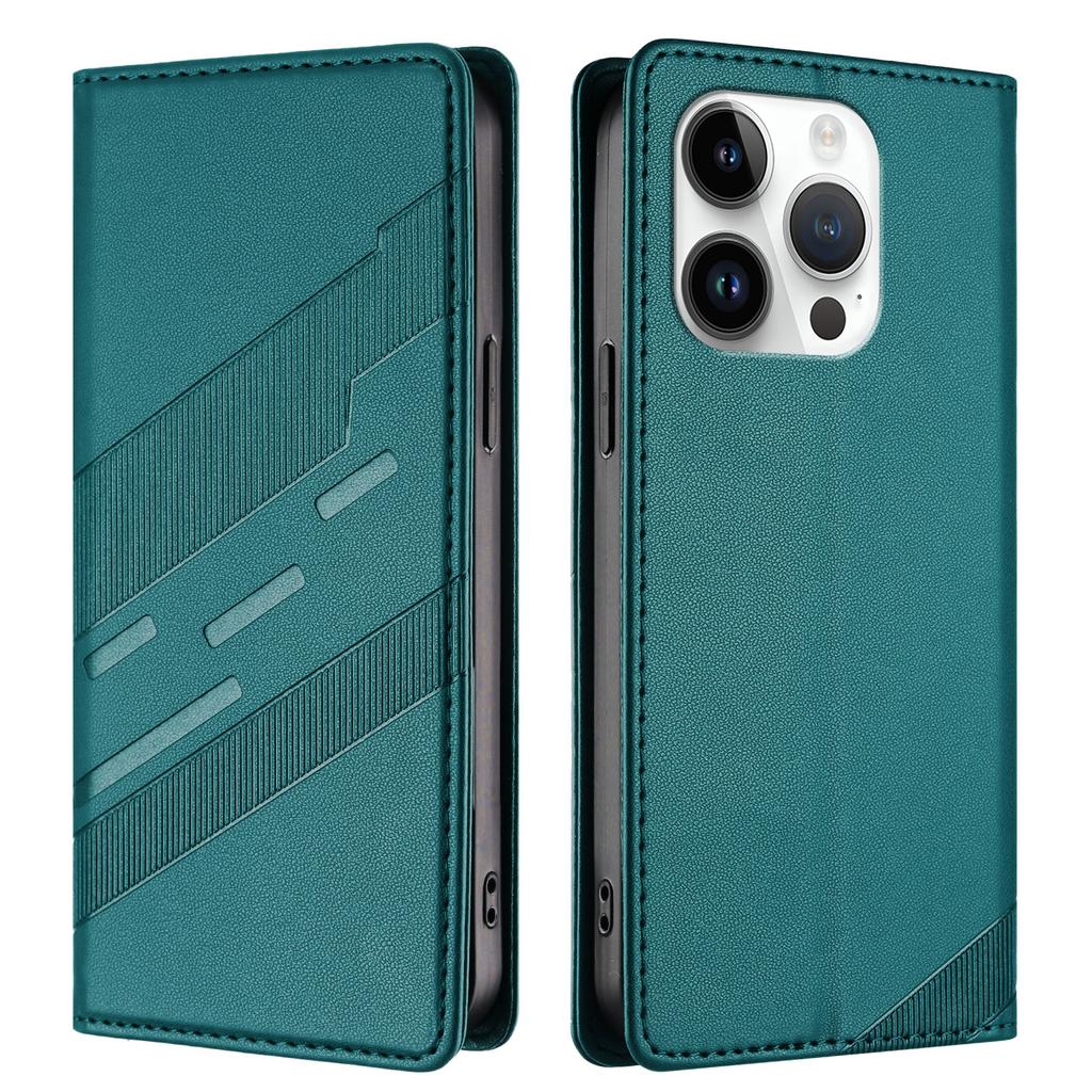 For iPhone 14 Pro Phone Cases Punk Style Imprinted Wallet Stand Leather Cover