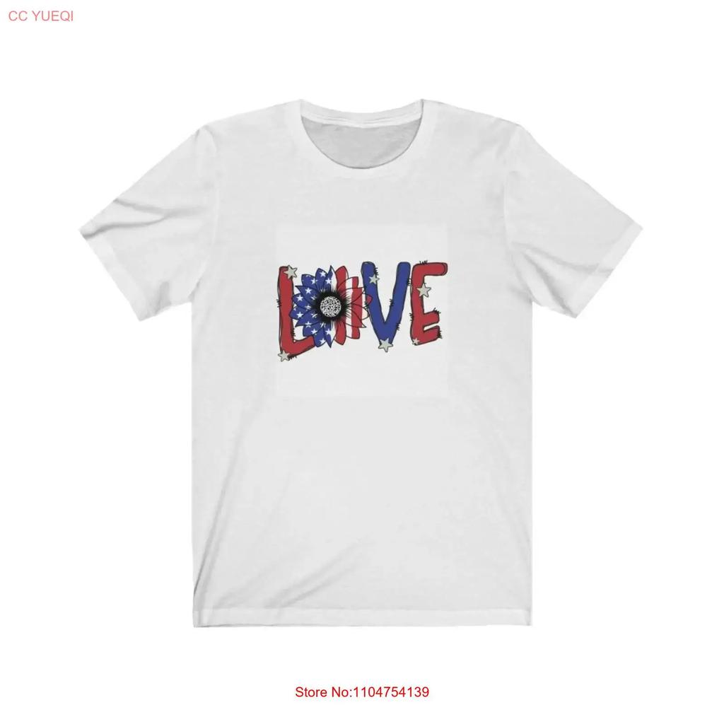 LOVE T shirt 4th of July America Red White Blue vintage Washed Stylish Stretched Casual fashion Unisex Top For Everyday Wear