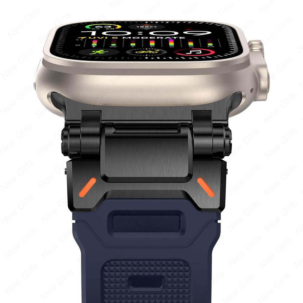 Спортивный резиновый ремешок для Apple Watch Ultra 2 1 Ремешок 49 мм Серия 10 46 мм Роскошный браслет для IWatch Серия 9 8 7 6 5 4 45 мм 44 мм
