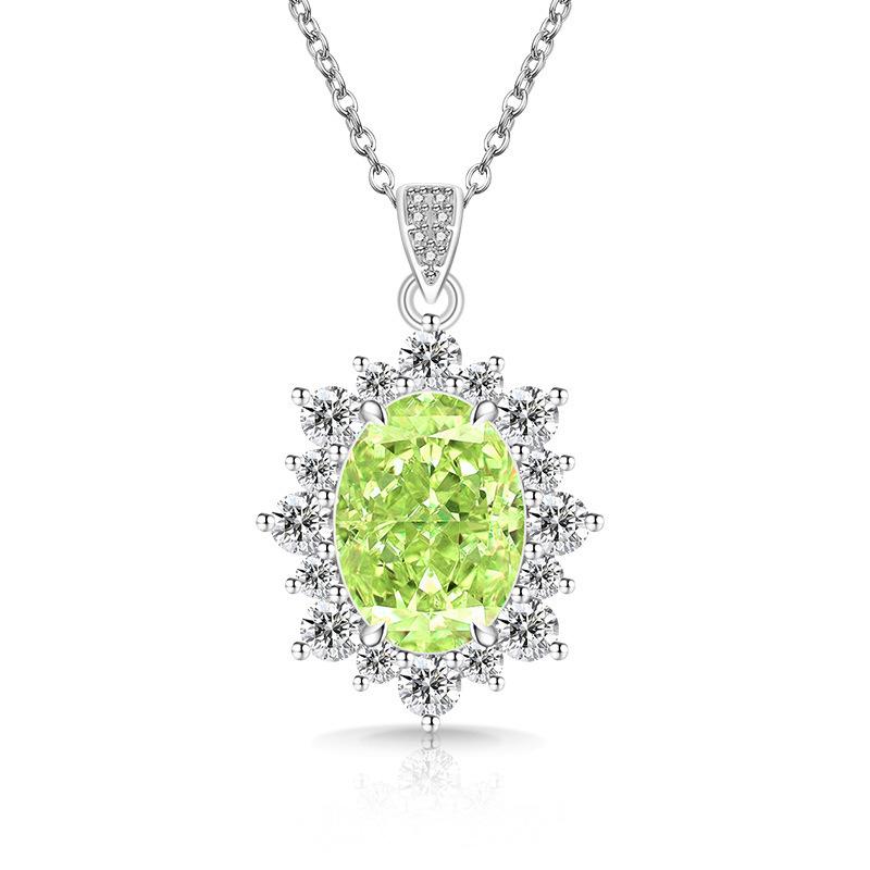 2026 Colored Treasure Ice Flower Cut Oversized Pigeon Egg Necklace Burst High Carbon Diamond Sunflower Pendant