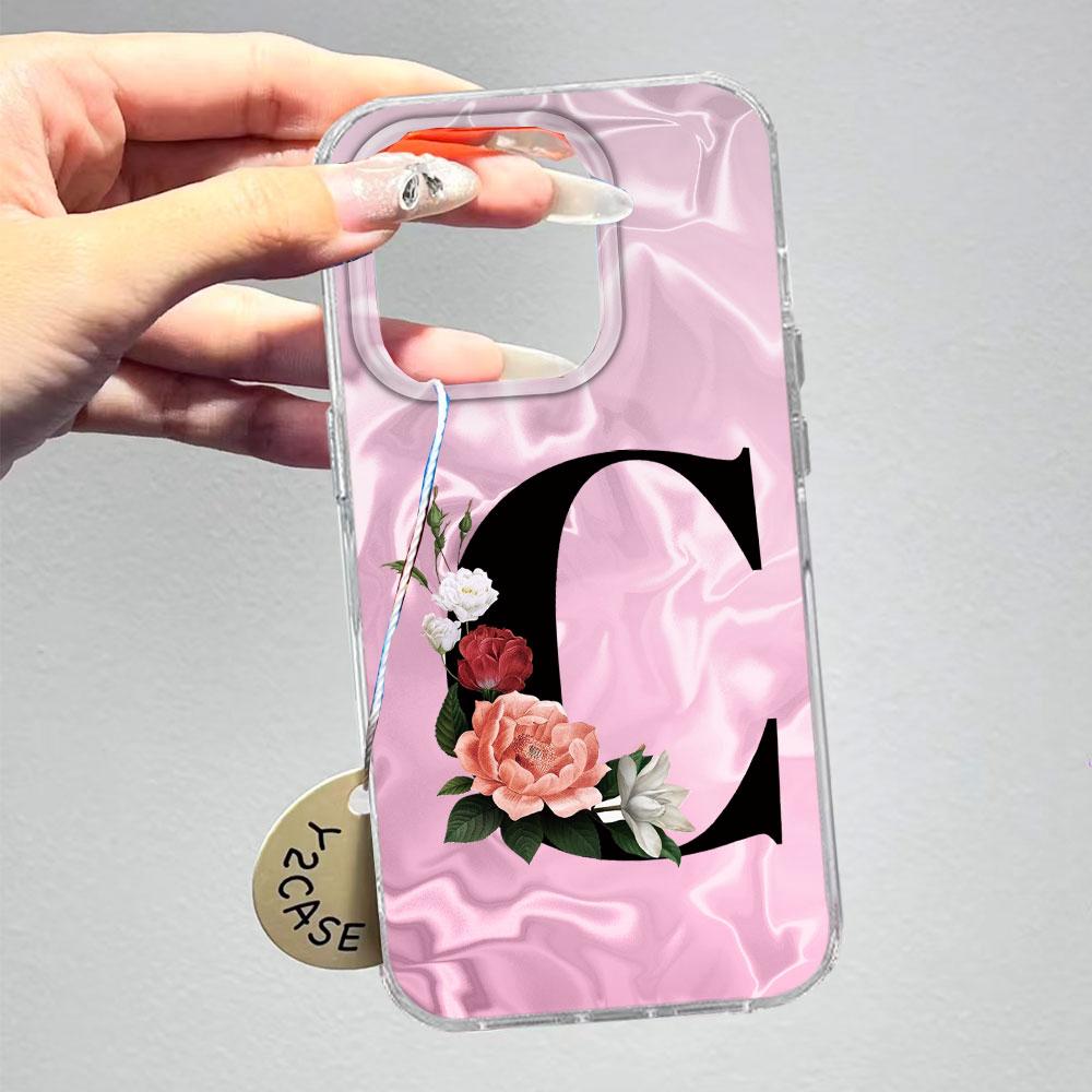 A-Z Черная Буква Пион Цветок Противоударный Чехол для Телефона Для Xiaomi Redmi A5 A3 A4 A1 A2 9A 9C 9 10 Силиконовый Парный Чехол Задняя Крышка