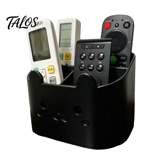 Talos 3D Printed Remote Control Holder, Animal Design Storage Box for Desk, 4-Compartments TV Caddy Desktop Organizer