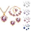 4 шт./компл. блестящее элегантное ожерелье, серьги, браслет, кольцо, регулируемое женское ожерелье со стразами в виде сердца, комплект ювелирных аксессуаров
