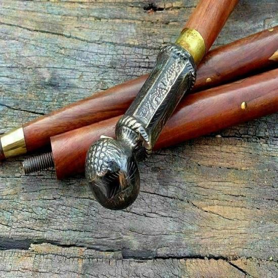 Старинная латунная трость с деревянной ручкой, винтажная викторианская латунь, длинный подарок