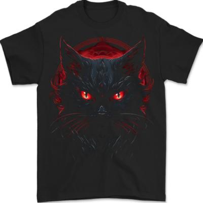 Сатанинский Кот Злой Хэллоуин Мужская Футболка 100% Хлопок