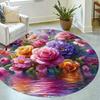 Luxurious Floral Pattern Round Shape Floor Mats Kitchen Hallway Runner Rug Bedroom Living Room Soft Carpet Non-slip Area Rug