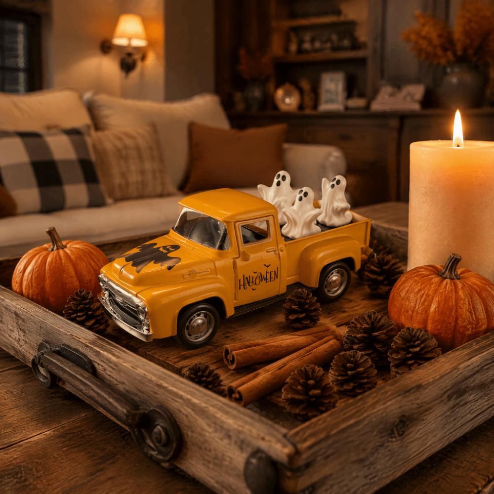 Vintage Ghost Figurine Funny Design Scary Car Model Entryway Halloween Truck Model Halloween