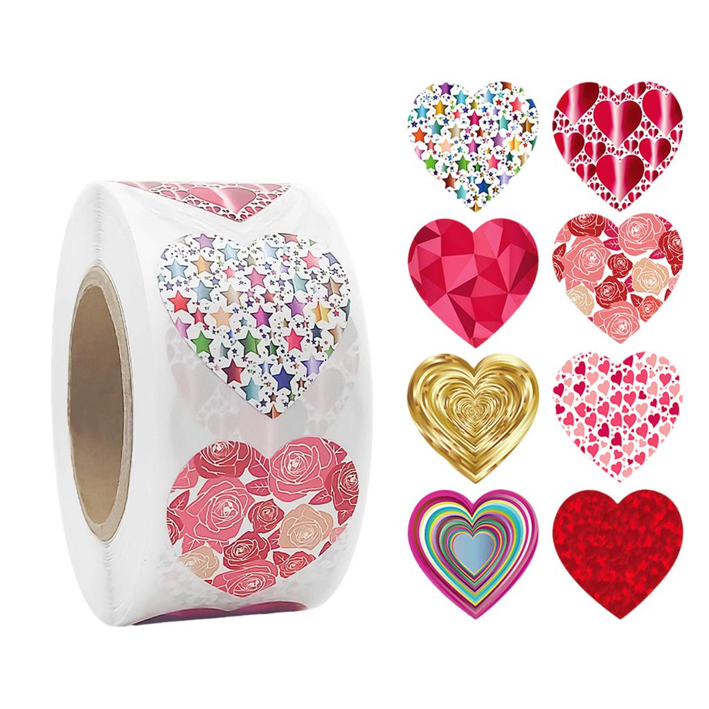 1 Roll Valentine Love Heart Sticker Scrapbooking Adhesive Sparkling Sticker For Gift And Letters Wrapping and Crafting
