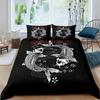 Koi Fish Duvet Cover Set Carp Tie Dye Bedding Sets Traditional Chinese Ink Art Bedspread Lotus Leaf Nature Quilt Cover Full Size