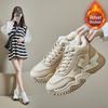 2024 Winter Korean-Style Plus Velvet Thick-Soled Dad Sneakers for Women - Height-Increasing Sports and Casual
