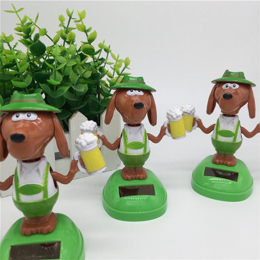 Car Decoration Bobble Head Toy Solar Powered Dancing Dog Cute Dog Swinging Animated Dancer Toy Solar Dashboard Doll for CarDecor