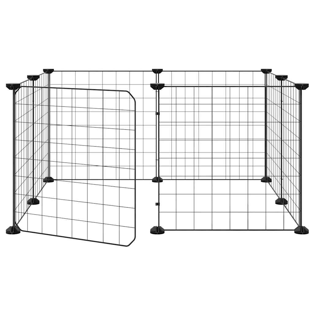 8 Panel Pet Cage with Door Black 35 x 35 cm Steel