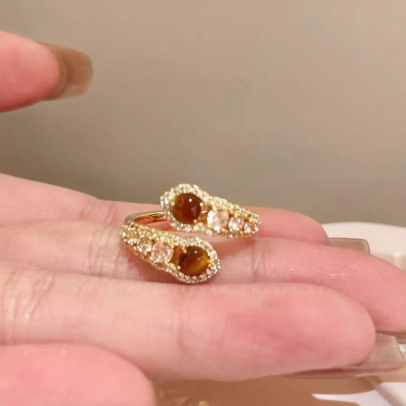 Кольцо из сплава Maillard Serpentine Tiger'S Eye, женское, уникальный дизайн, ретро, высокое качество, легкая роскошь, кольцо на указательный палец