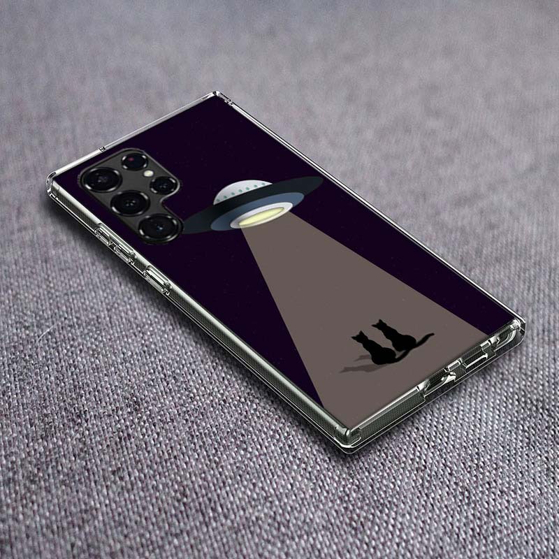 НЛО Пришелец Кот вселенная Прозрачный чехол для телефона для Samsung Galaxy S24 S23 S21 Plus S20 FE S22 S26 Ultra S25 Edge TPU Capa Чехлы Cover S