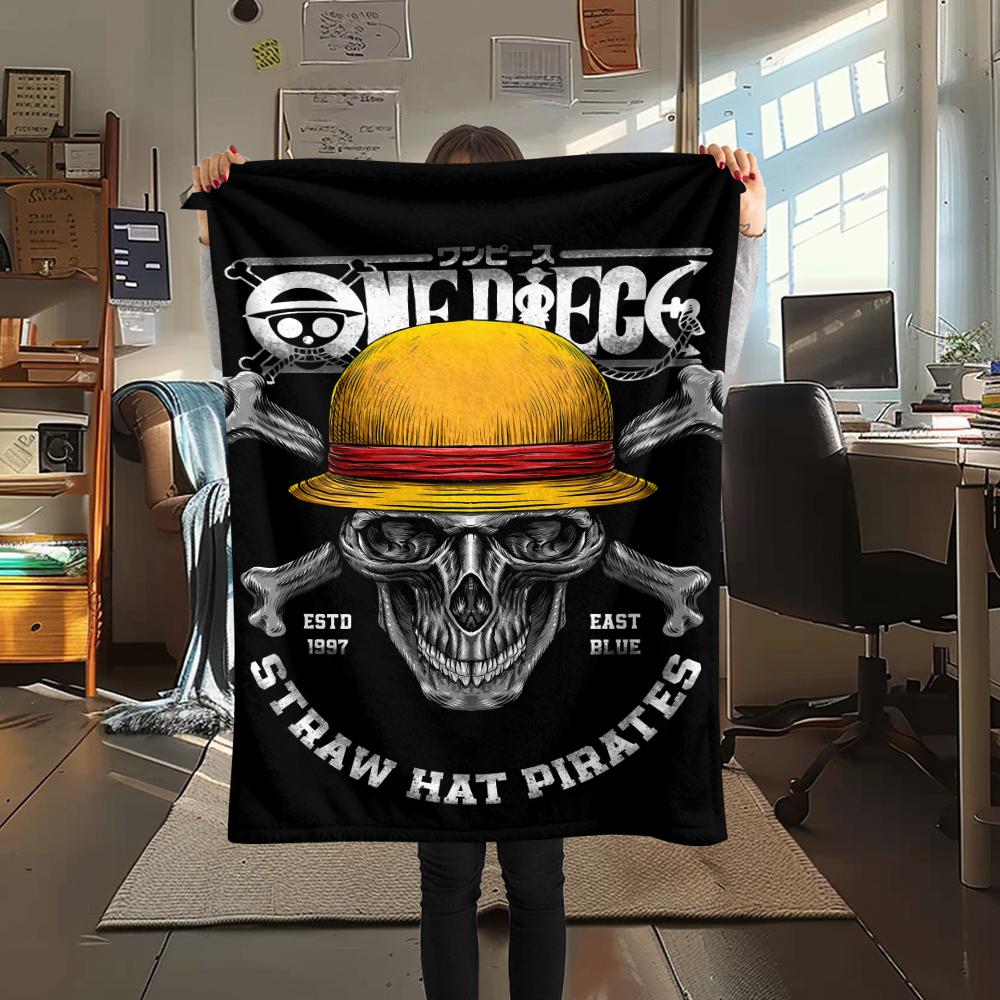 Фланелевое одеяло с принтом персонажей One Piece, Высококачественное, Удобное для всех сезонов, Декор для дома, Тепло и уют, Идеально для рождественских подарков