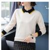 Женский трикотажный свитер с воротником поло и длинными рукавами, свободный повседневный свитер, однотонный короткий свитер для поездок на работу на осень и зиму