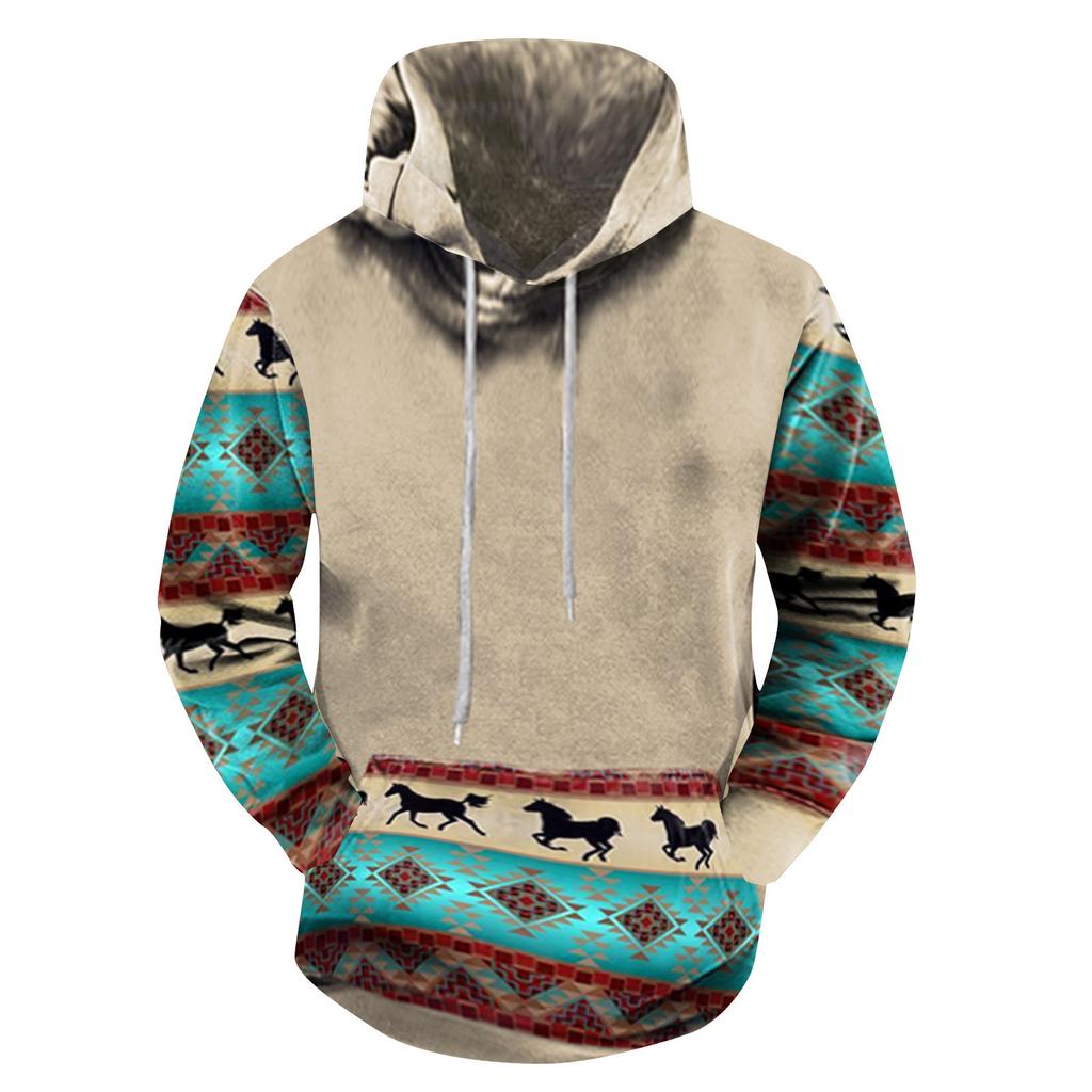 Модный свободный мужской и женский свитер с капюшоном с длинным рукавом и принтом