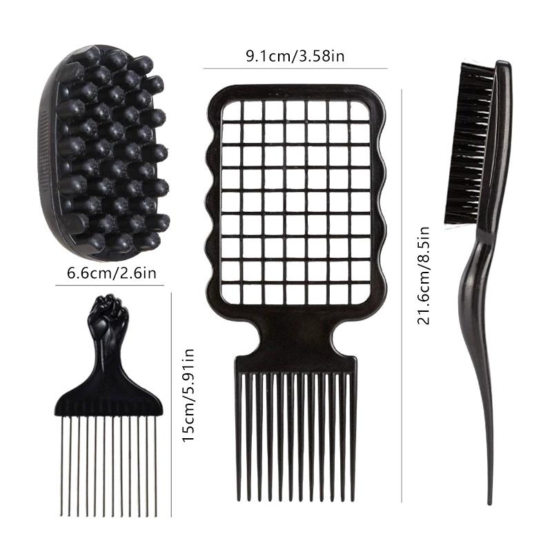 2/3/4/5/6Pcs Professional Curly Hair Sponge Twist Brush Magic Afro Comb Rat Tail Comb Durable Rubber Fork Comb Curly Hair Stylin