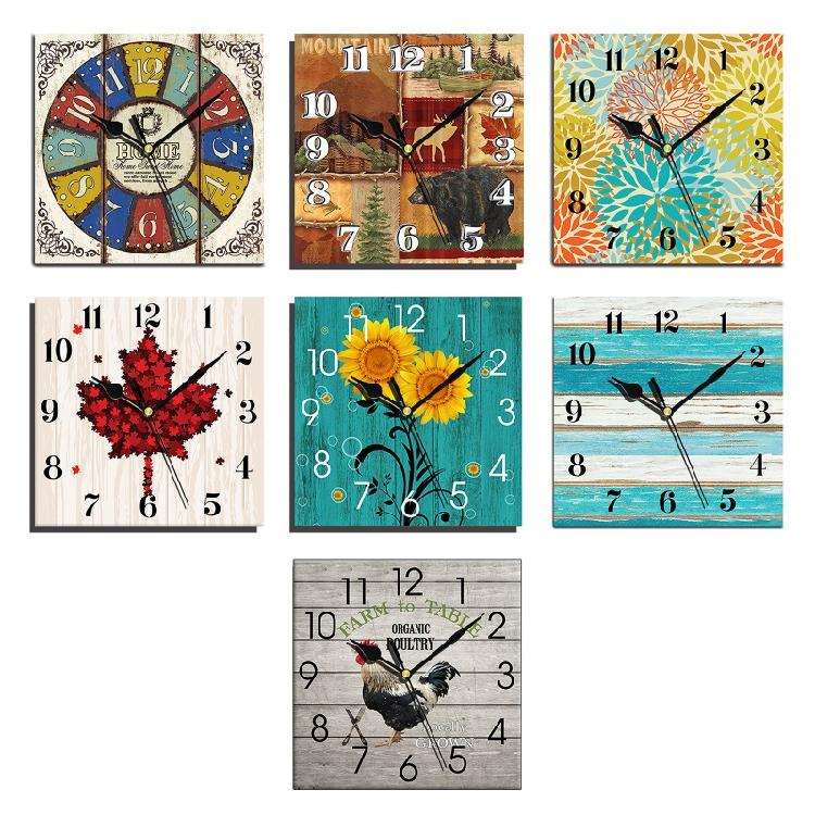 Тихие деревянные настенные часы без тиканья, на батарейках, в деревенском ретро-стиле