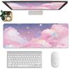 Розовая облачная подставка для мыши Расширенная большая Милая коврик для стола Большой набор ковриков для стола XXL Эстетичный Луна и звезды Игровая подставка для мыши для клавиатуры Компьютера Ноутбука Дома