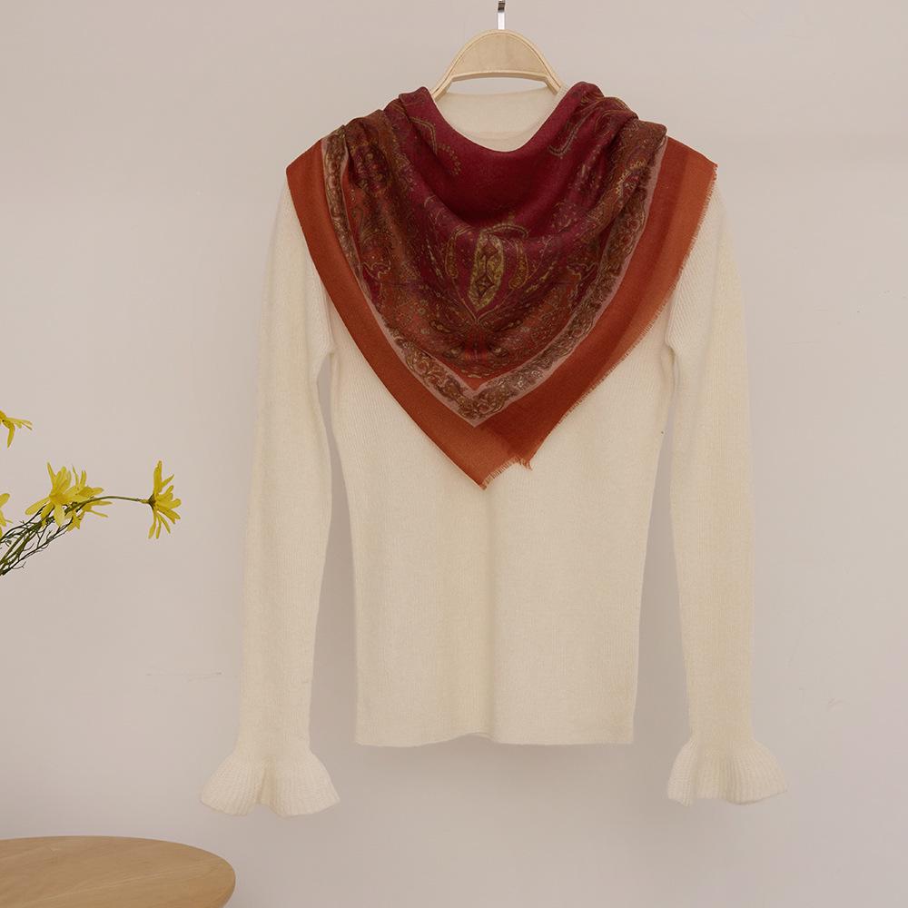 Water-Soluble Cashmere Scarf: Lightweight Square Shawl for Summer & Air-Conditioned Comfort