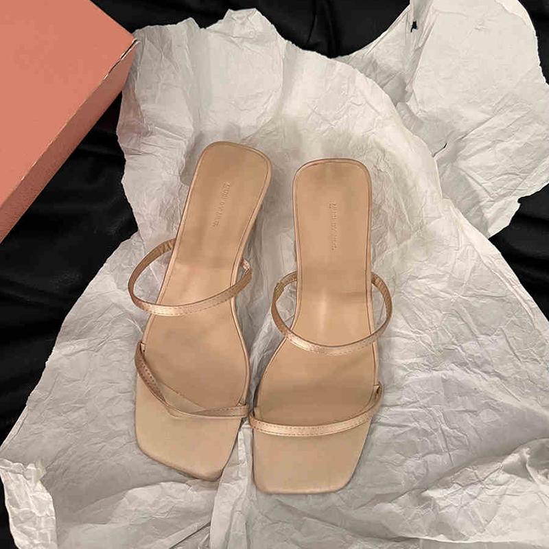Дизайнерские летние женские шлепанцы на узком каблуке, модные туфли с открытым носком, дизайн в стиле банкетных сандалий