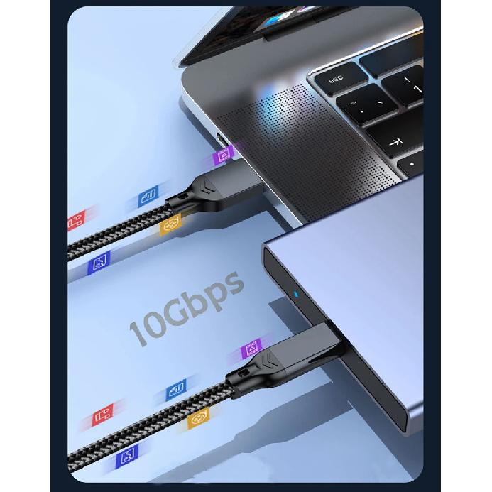 Кабель USB3.2 Type A на USB C Gen2 10 Гбит/с для передачи данных SSD Жесткий диск NVMe 3A 60 Вт Быстрая зарядка для iPhone 15 16 Samsung