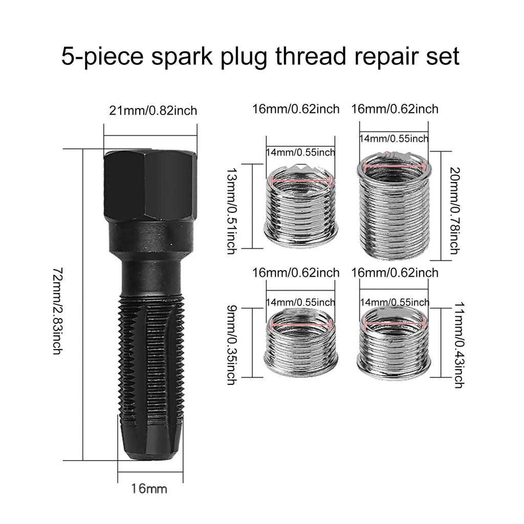 14 мм автомобильный кран головки блока цилиндров, нарезка свечи зажигания, набор инструментов для ремонта спиральной резьбы, втулка с отверстием для свечи зажигания для ремонта деталей