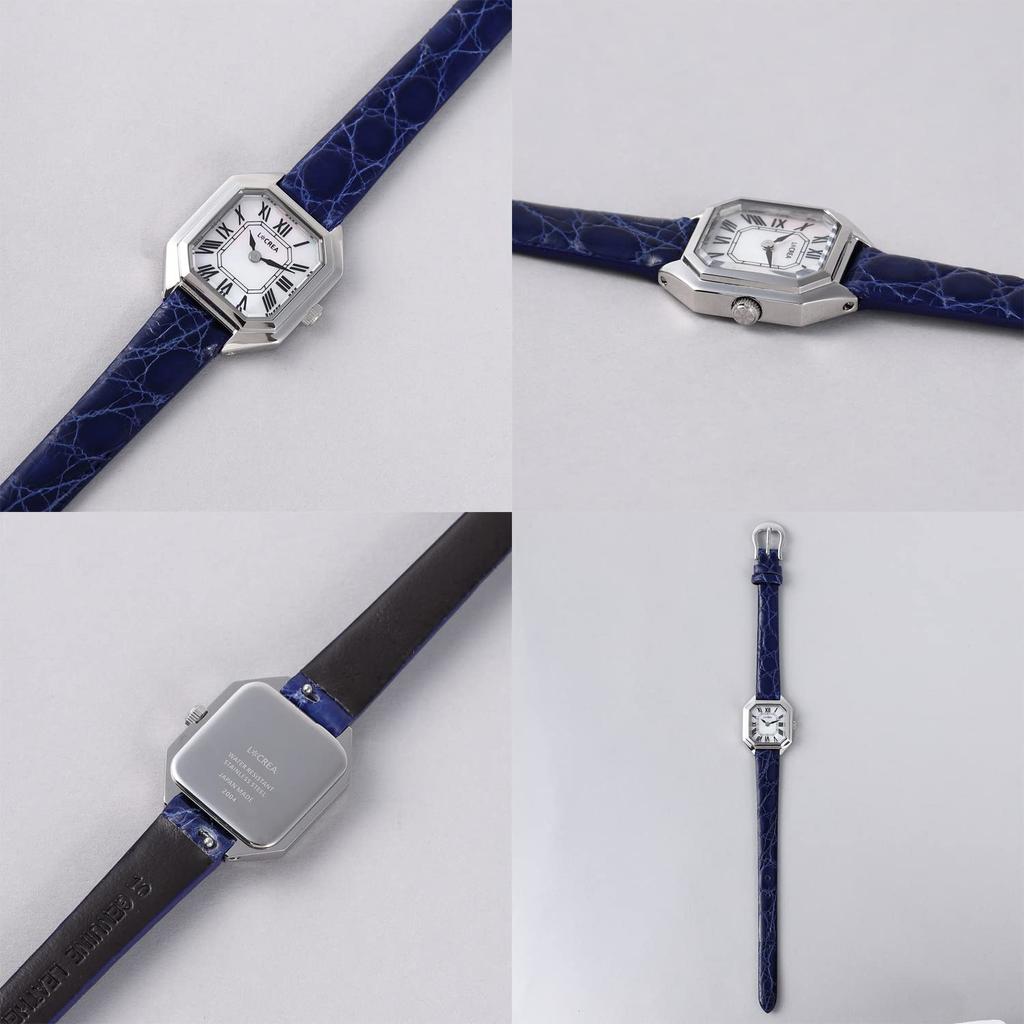 Женские солнечные часы LeClair из натуральной кожи крокодила, Япония [LCREA] (CARRE/Серебро, пояс/LC2004-SSWHCBL)