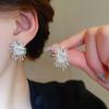 Серебряная игла супер-вспышка циркон жемчуг геометрические круглые цветочные серьги простые серьги-гвоздики с индивидуальностью серьги нишевого дизайна женские