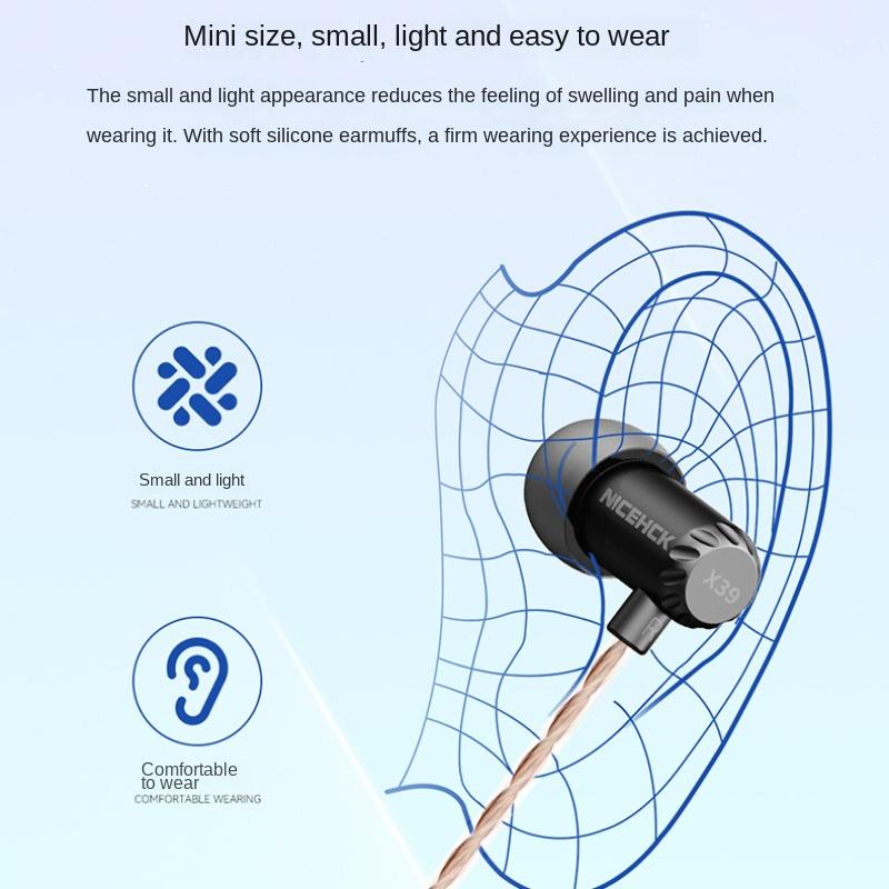NiceHCK X39 HiFi-гарнитура «вкладыши-вкладыши» с титановым покрытием 6 мм, металлическое кольцо двигателя с гарнитурой для сна из пшеницы