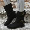 Large Size Women's Boots Autumn Winter New Style Flat Bottomed Low Heel Simple Comfortable Versatile Midsole Women's Boots
