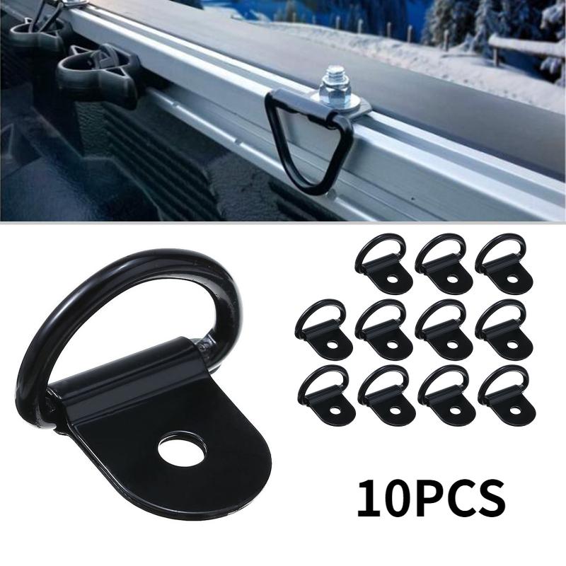10pcs Stainless Steel D Shape Pull Hook Tie Down Anchors Ring Iron Cargo Tie Down Ring for Truck Trailers Boats Accessories