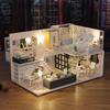 3D Yog'ochli DIY Miniatyura Uy Mebel LED Uy Puzzle Bezash Ijodiy Sovg'alar
