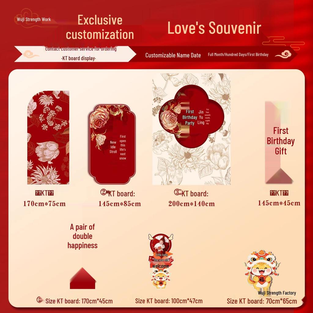 Chinese Dragon-Themed First Birthday Decoration Set