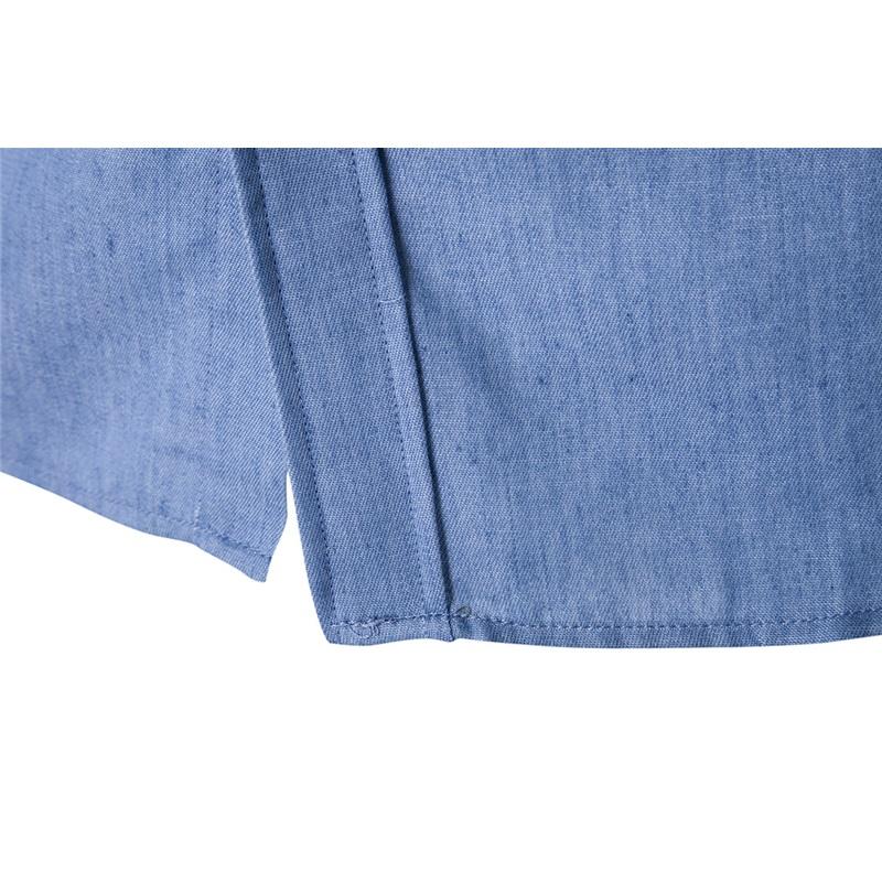 Spring And Autumn Men's Casual Shirt Pocket Patchwork Cotton Slim Long-sleeved Shirt Denim Shirt