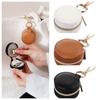 Round Jewelry Storage Box Solid Colored Earring Organizer Mini PU Jewelry Case Travel