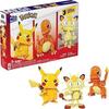 Figurines De Construction - MEGA BLOKS - Kanto - Pikachu, Charmander, Meowth - 10,2 Cm - Articulées