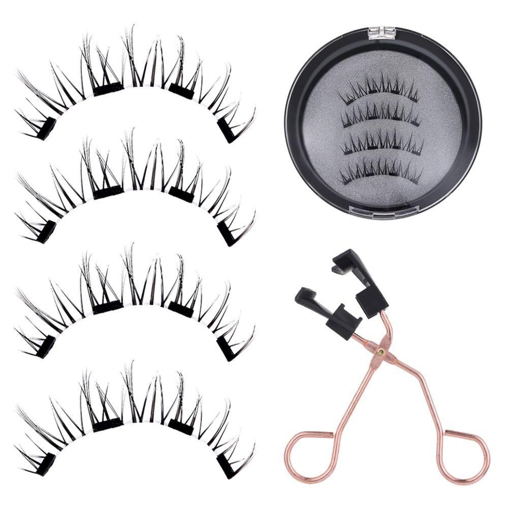 Многоразовые натуральные 4 магнита, клей не требуется, с аппликатором, магнитные ресницы, накладные ресницы