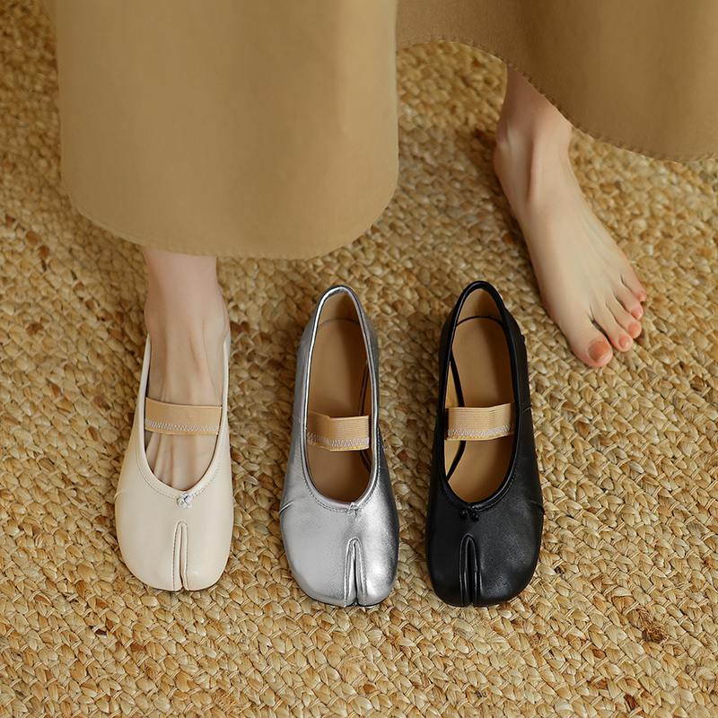 Krazing Pot Sheepskin Spring Summer Size 41 Thick Low Heels Strange Style Women Silver Color Slip on Flats