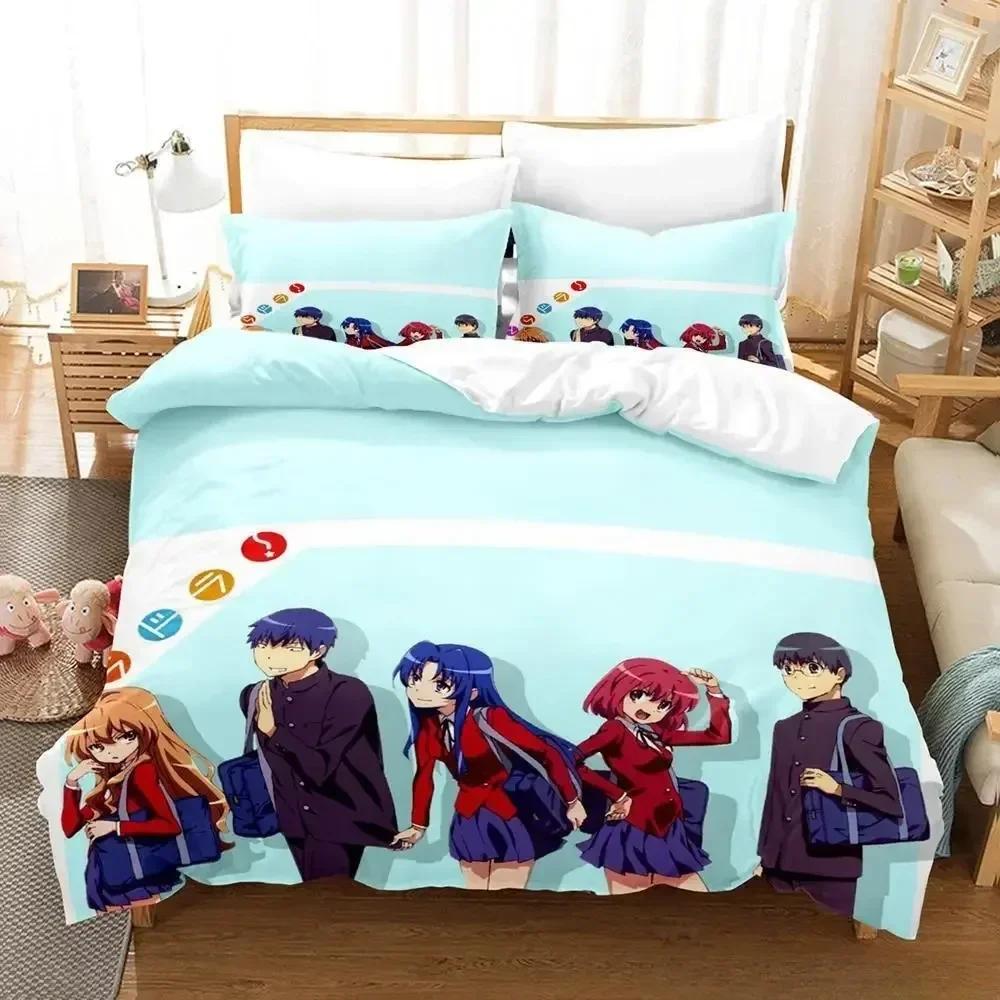 Одеяло Новый Набор Постельного Белья Toradora Мультяшное Аниме Трех peças Набор Взрослый Ребенок Спальня S 3D Кавайи Девочки Постельное Белье Двуспальное