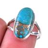 Кольцо из чистого серебра 925 пробы с натуральным бирюзовым медным камнем S.6.5 i9u85
