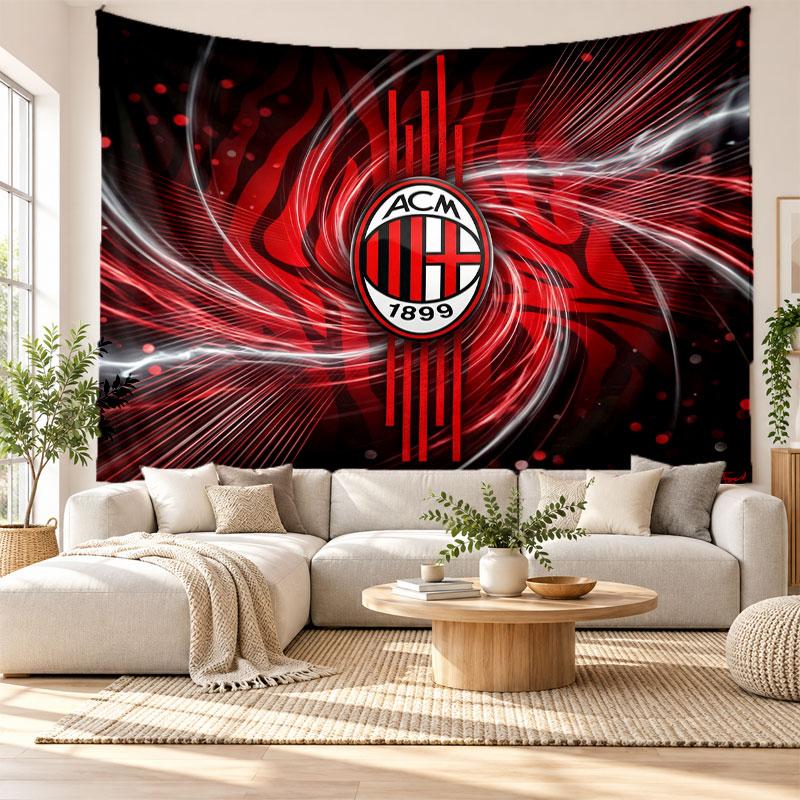 AC Milan Wall Tapestry, Soft Fabric Wall Hanging, Decorative Backdrop For Bedroom Home Wall Art