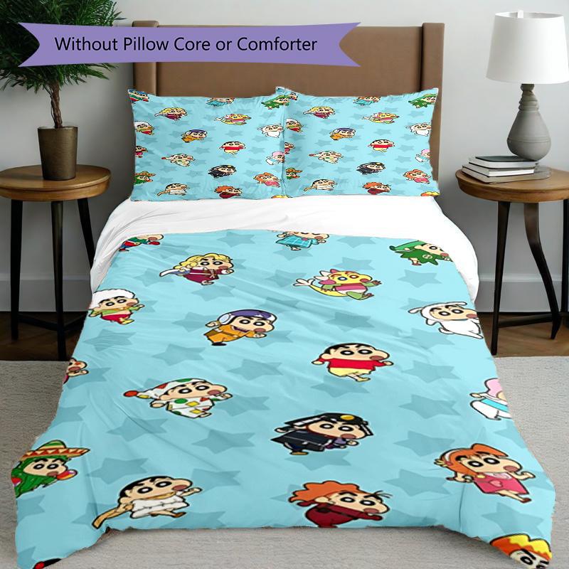 3pcs Duvet Cover Set (1*Duvet Cover + 2*Pillowcase, Without Core), Cartoon comics Print Bedding Set, Bedroom Decor, All‑Season, Birthday Gift